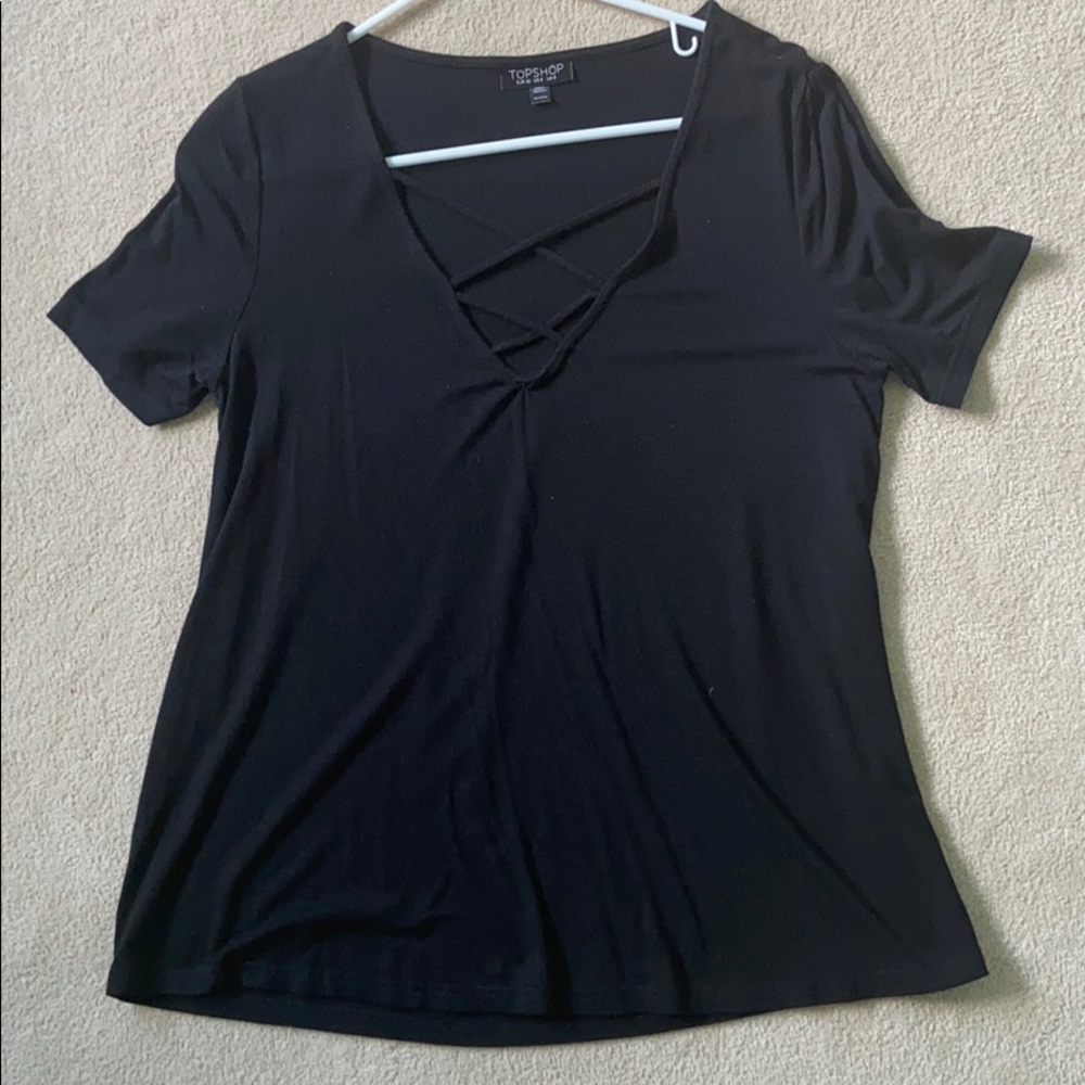 Black Lace Up Top